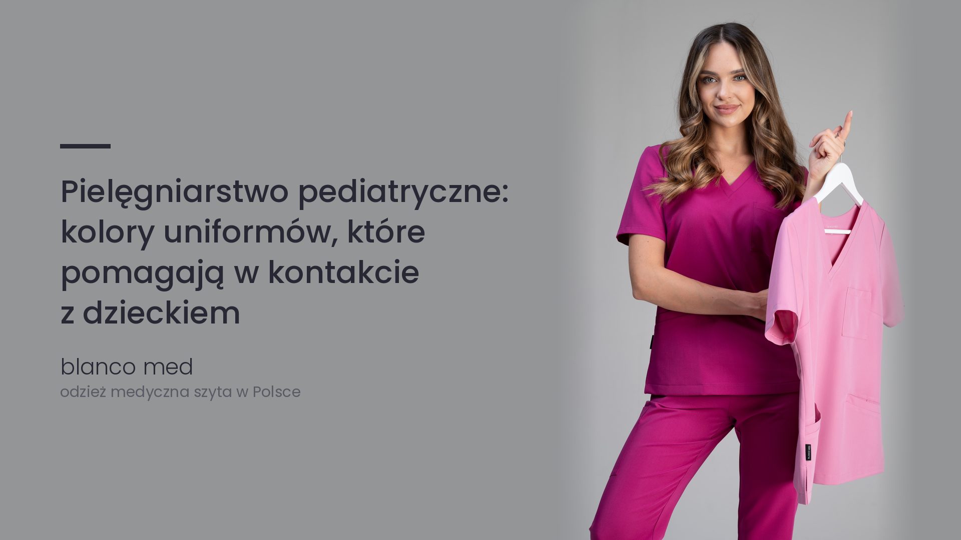 Kobieta w amarantowym komplecie medycznym Blanco Med. Pielęgniarstwo pediatryczne: kolory uniformów, które pomagają w kontakcie z dzieckiem