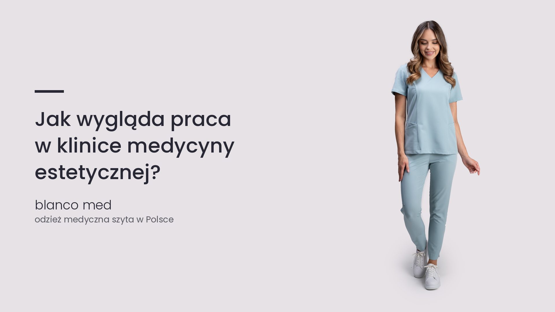 Kobieta w błękitnym komplecie medycznym Blanco Med. Jak wygląda praca w klinice medycyny estetycznej?