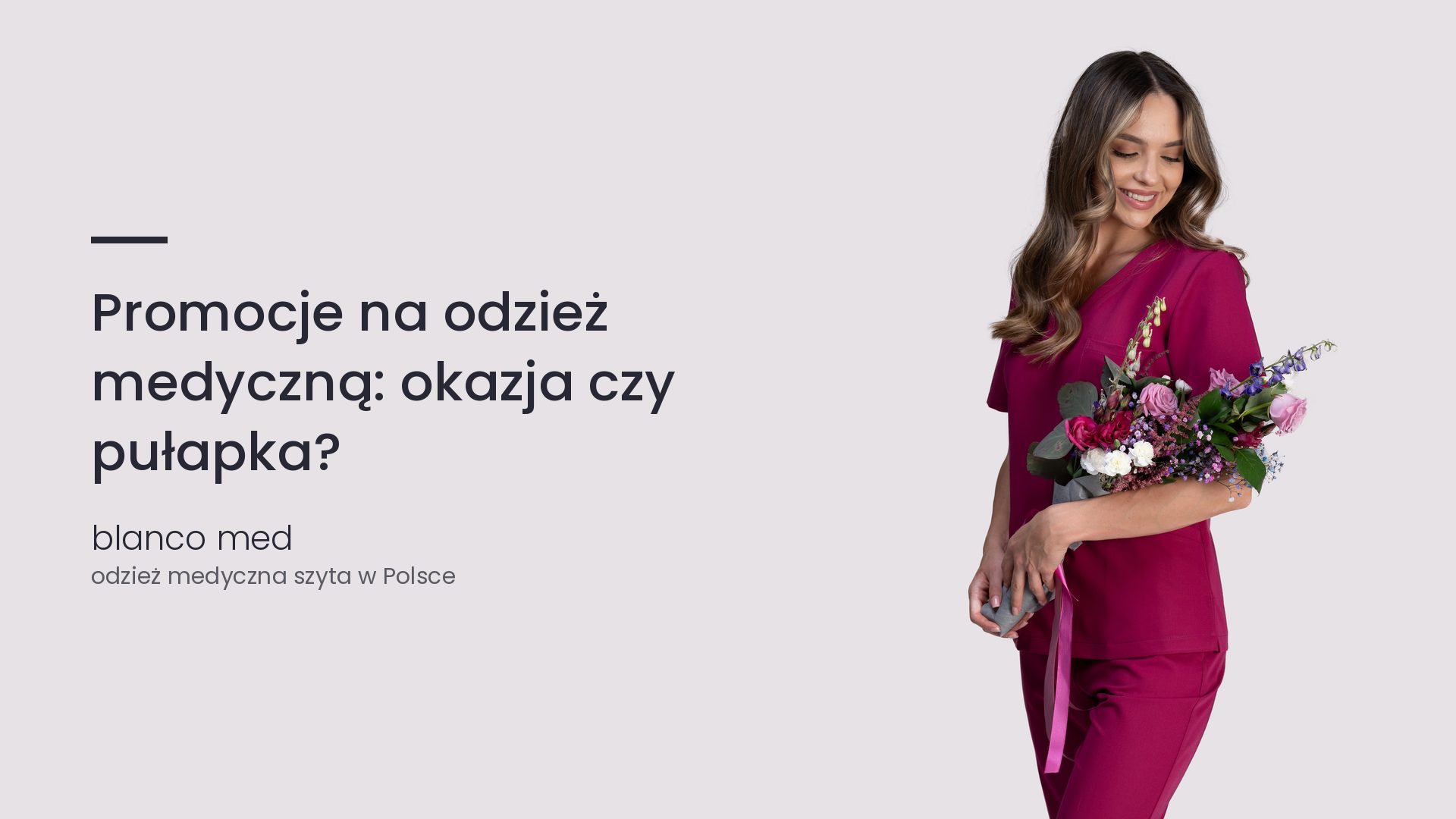 Kobieta w malinowym komplecie medycznym Blanco Med. Promocje na odzież medyczną: okazja czy pułapka?