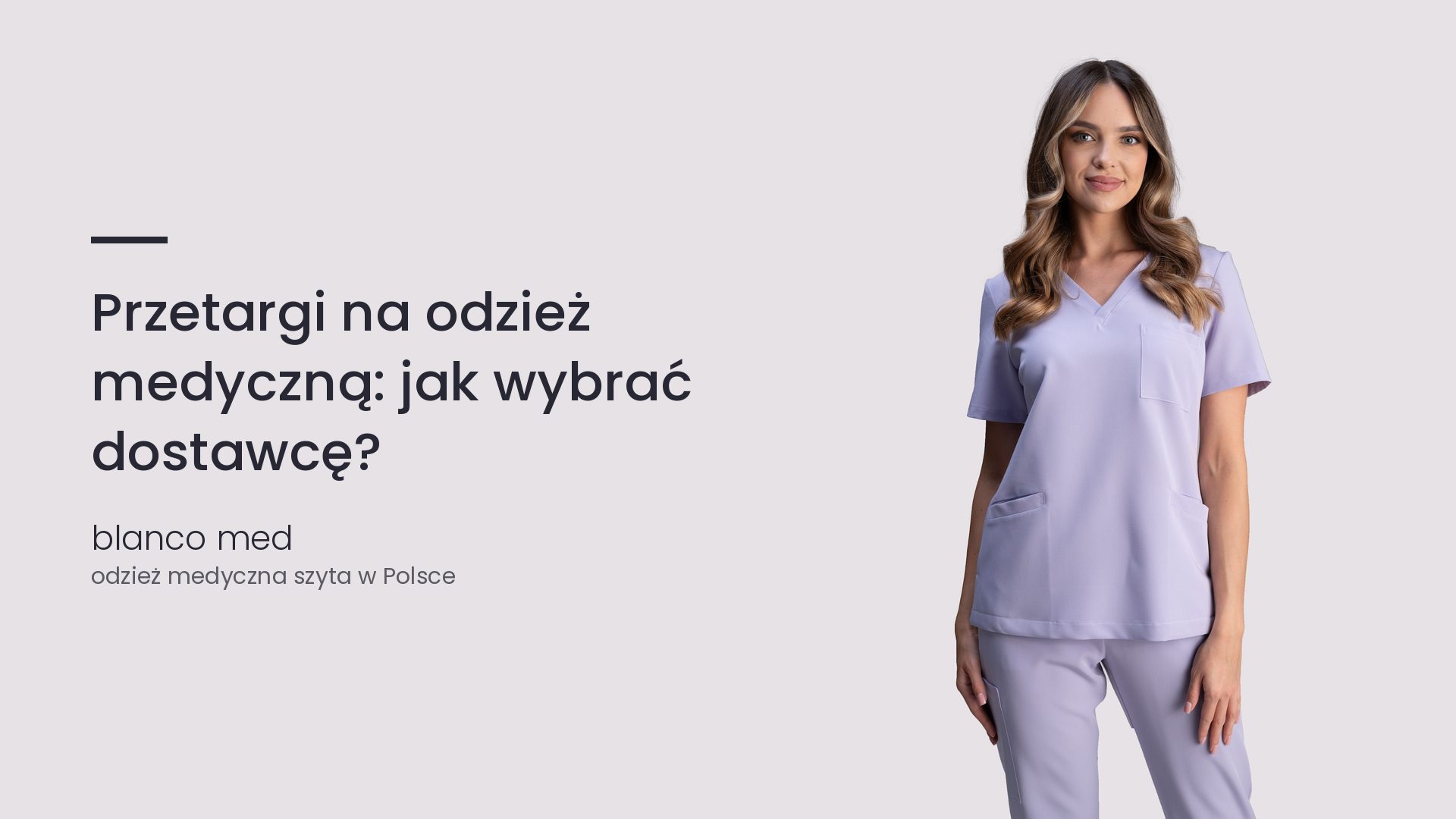 Kobieta w lawendowym komplecie medycznym Blanco Med. Przetargi na odzież medyczną: jak wybrać dostawcę?