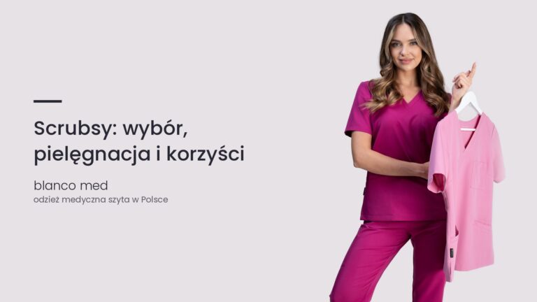 Kobieta w amarantowym komplecie medycznym Blanco Med. Scrubsy: wybór, pielęgnacja i korzyści z noszenia stroju medycznego