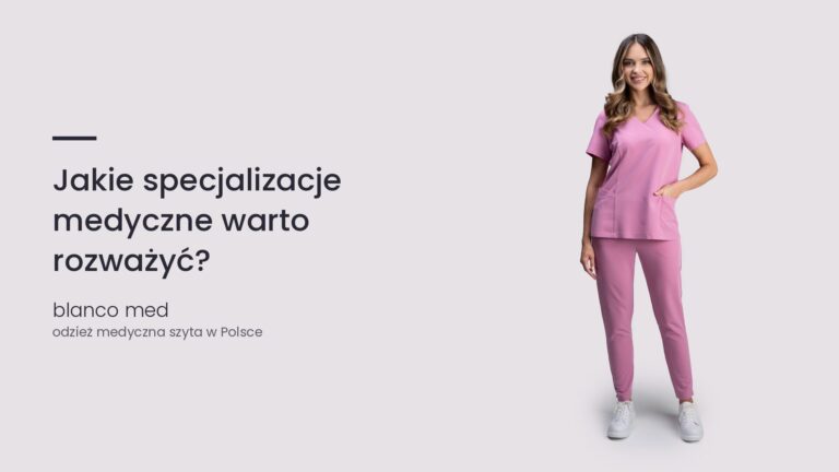 Kobieta w różowym komplecie medycznym Blanco Med. Jakie specjalizacje medyczne warto rozważyć?