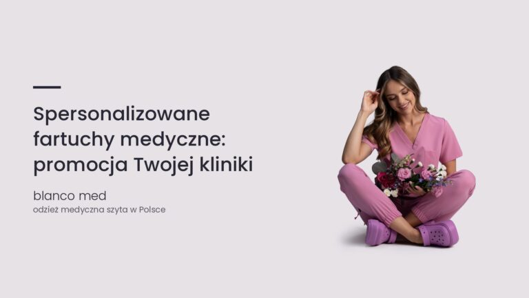 Kobieta w różowym komplecie medycznym Blanco Med. Spersonalizowane fartuchy medyczne: sposób na promocję kliniki lub gabinetu