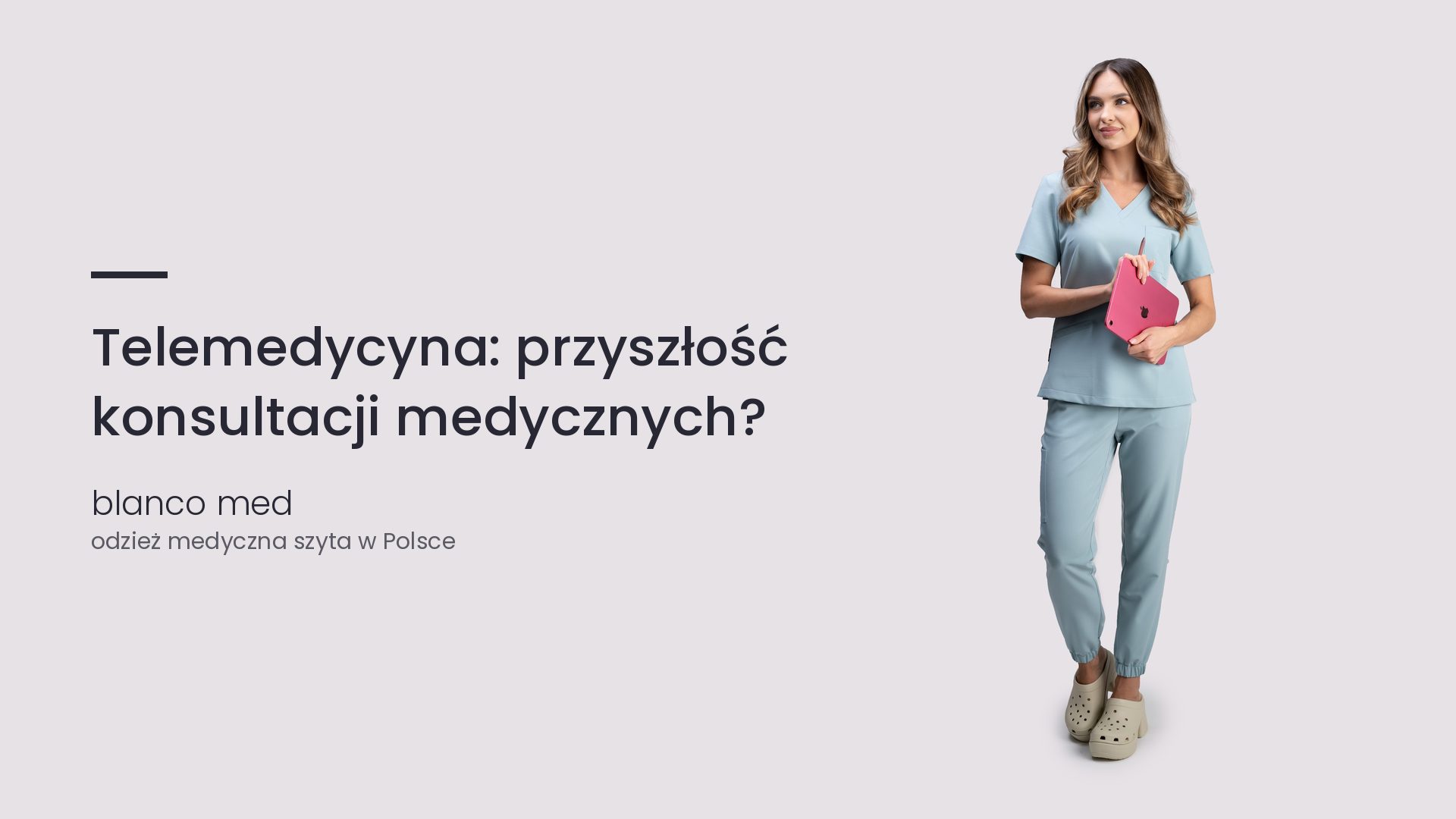 Kobieta w błękitnym komplecie medycznym Blanco Med. Telemedycyna: przyszłość konsultacji medycznych?