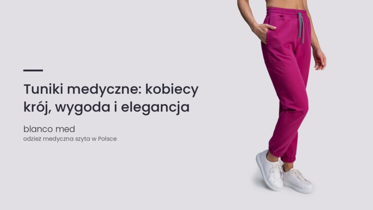 Kobieta w amarantowym komplecie medycznym Blanco Med. Tuniki medyczne: kobiecy krój, wygoda i elegancja