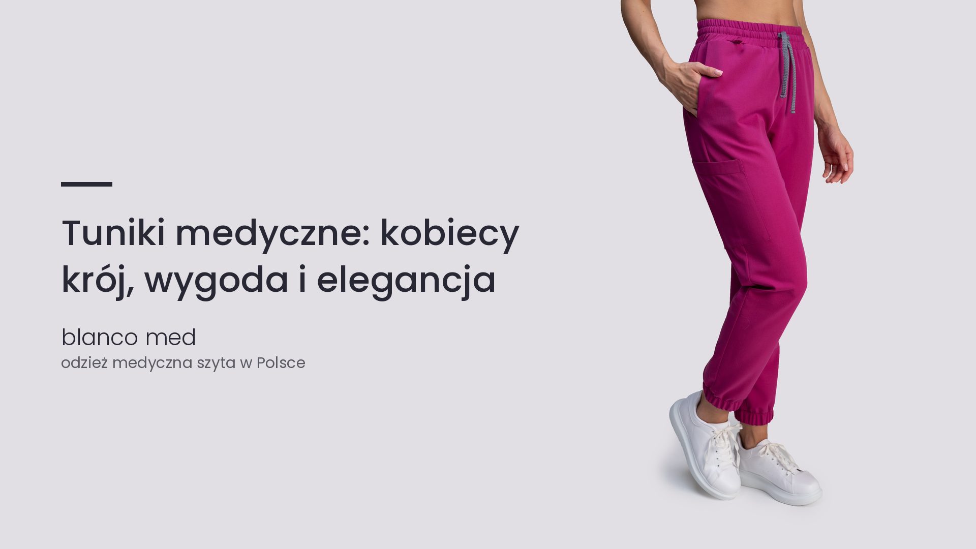 Kobieta w amarantowym komplecie medycznym Blanco Med. Tuniki medyczne: kobiecy krój, wygoda i elegancja