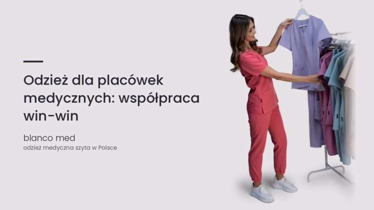 Kobieta w koralowym komplecie medycznym Blanco Med. Odzież dla placówek medycznych: współpraca win-win