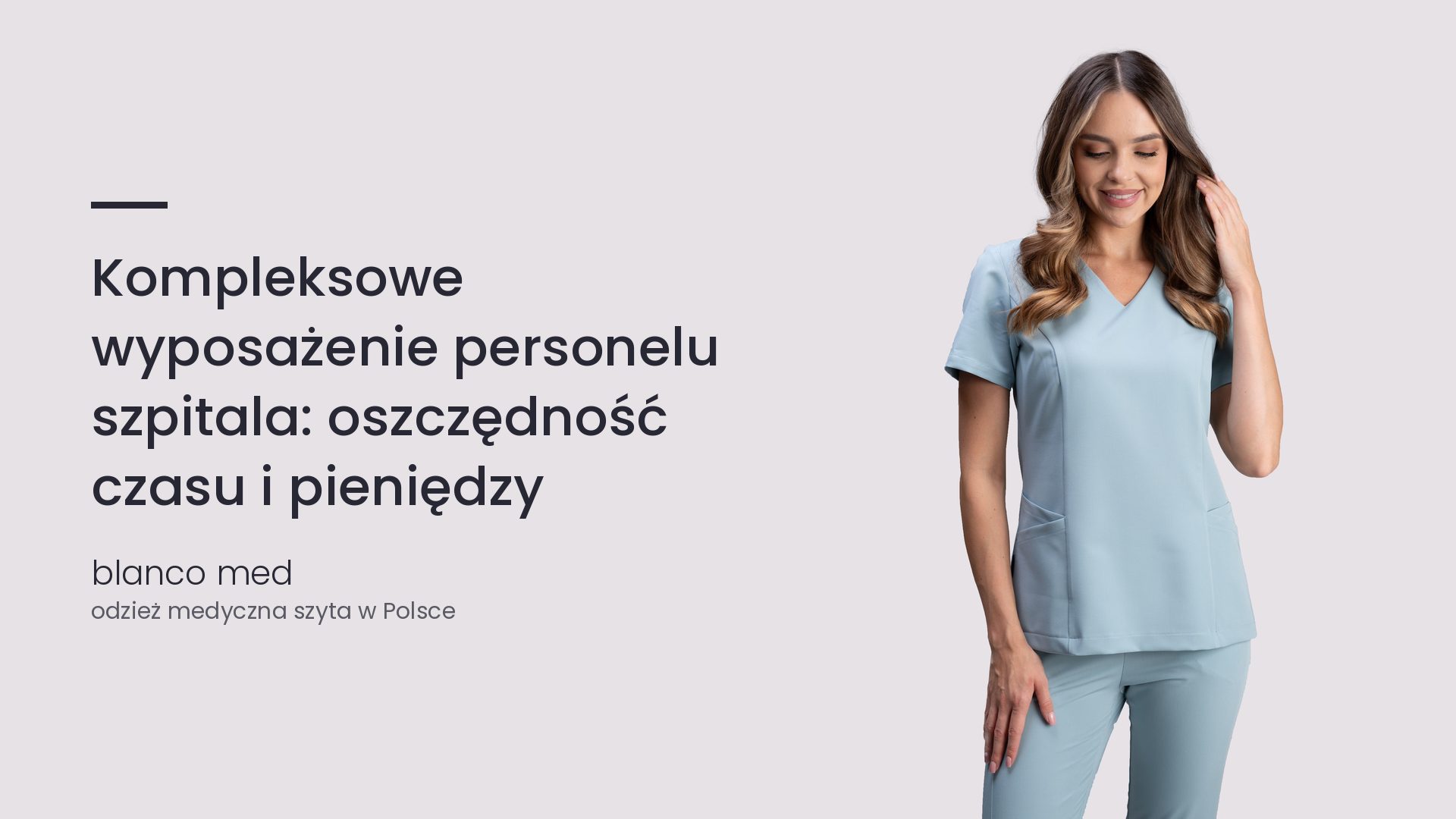 Kobieta w błękitnym komplecie medycznym Blanco Med. Kompleksowe wyposażenie personelu szpitala: oszczędność czasu i pieniędzy